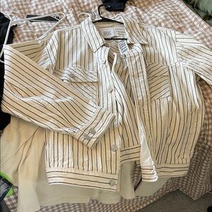 BDG Cream and Black Striped Shirt